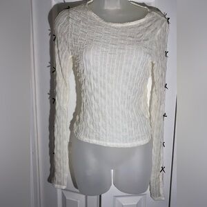 Frankee & Skylarr Y2K Long Sleeve Sheer White Top Black Bow M-L  Emo Goth  AA17